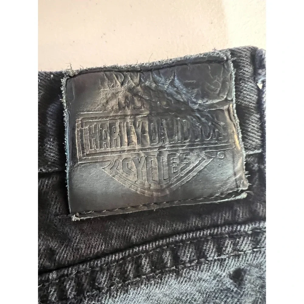 Harley Davidson 36x34 Black Straight Leg Denim Jeans Biker Motorcycle Vintage